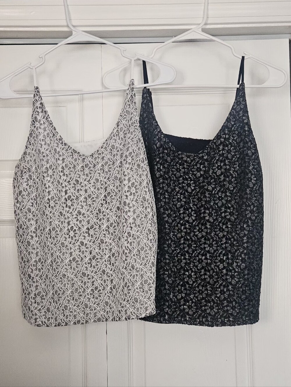 Banana Republic Lace Overlay Camisoles - White and Navy
